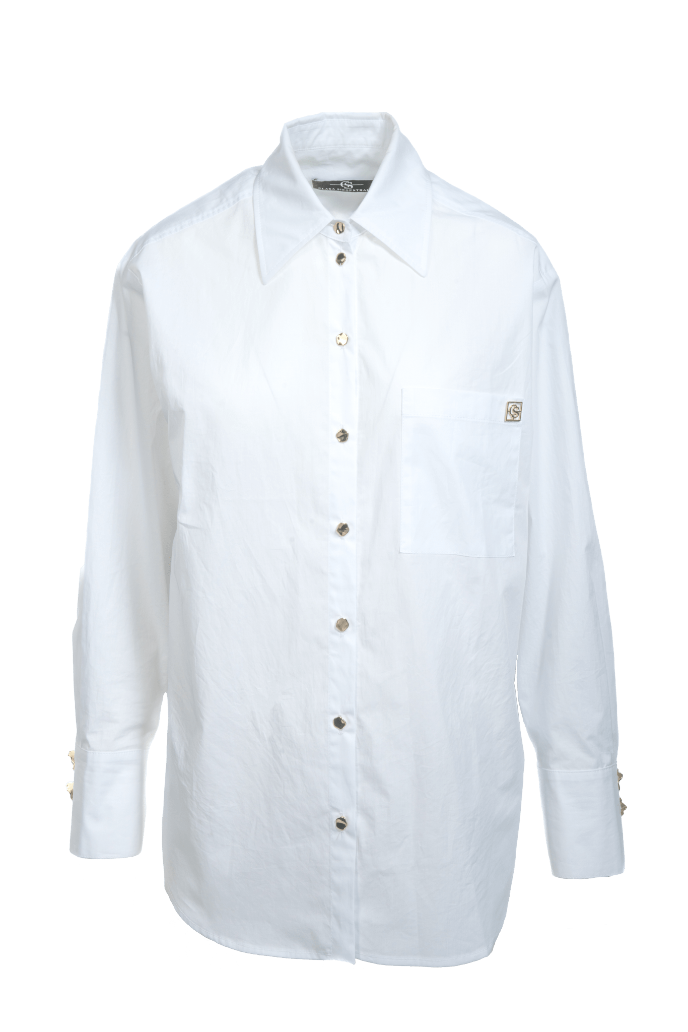 Oversized Hemdbluse aus Popelin - mit Brosche zum Knoten - Clara Siegenthaler GmbH