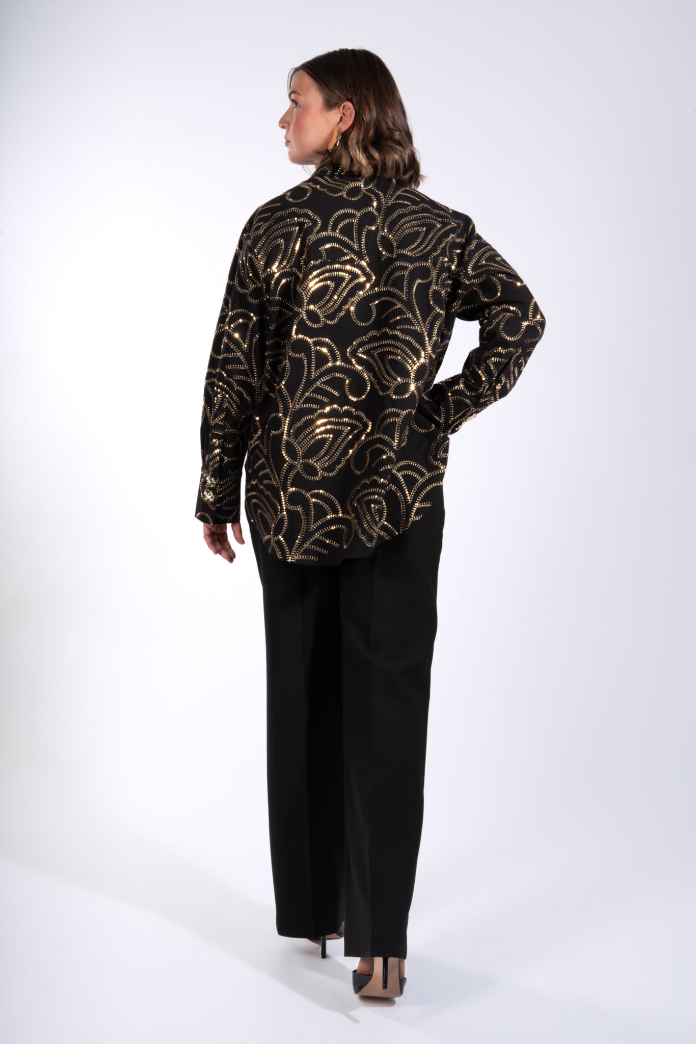 Oversized Hemdbluse aus bestickter Baumwolle