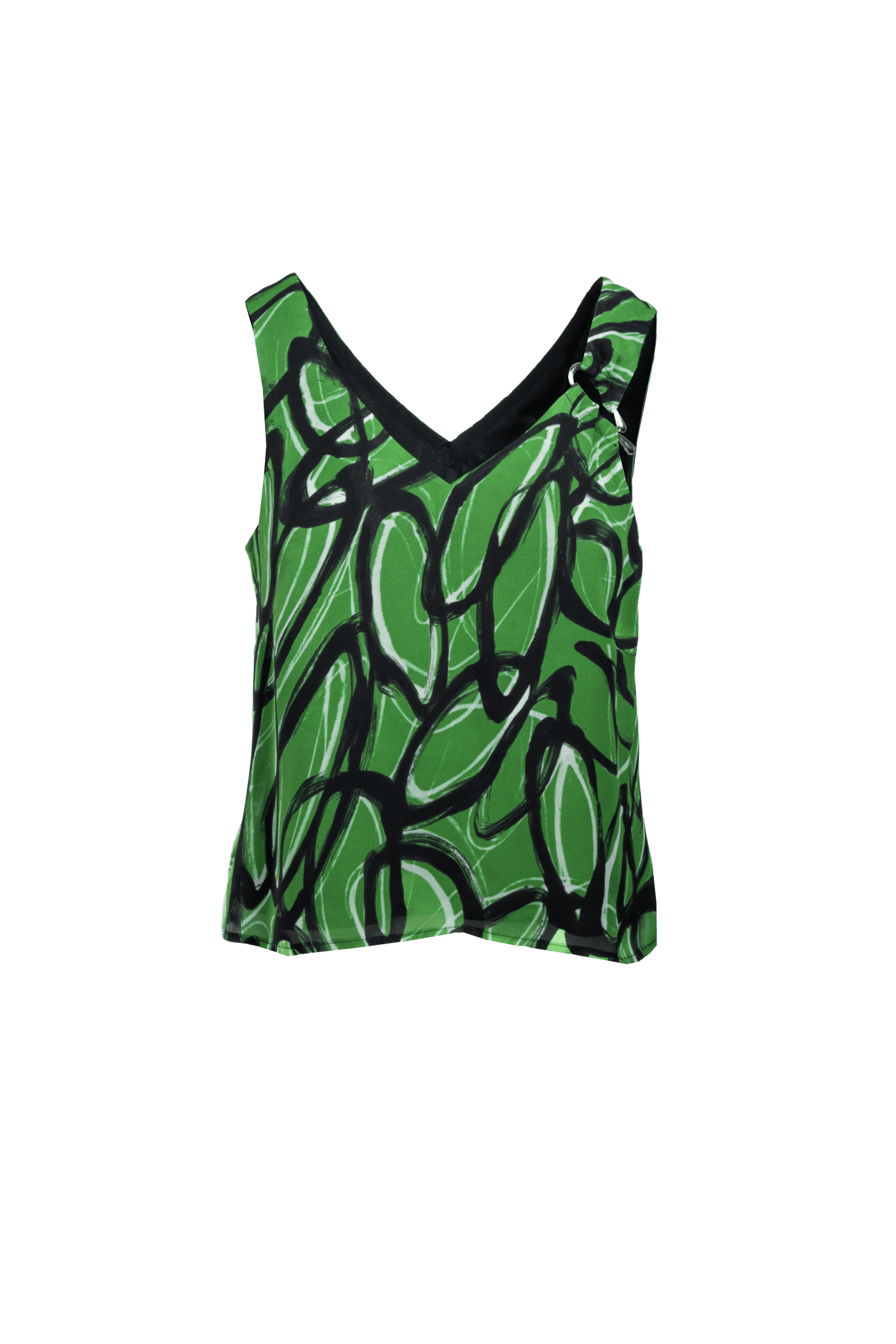 Chiffon - Seiden Top mit Brosche in grafischem Print - Clara Siegenthaler GmbH