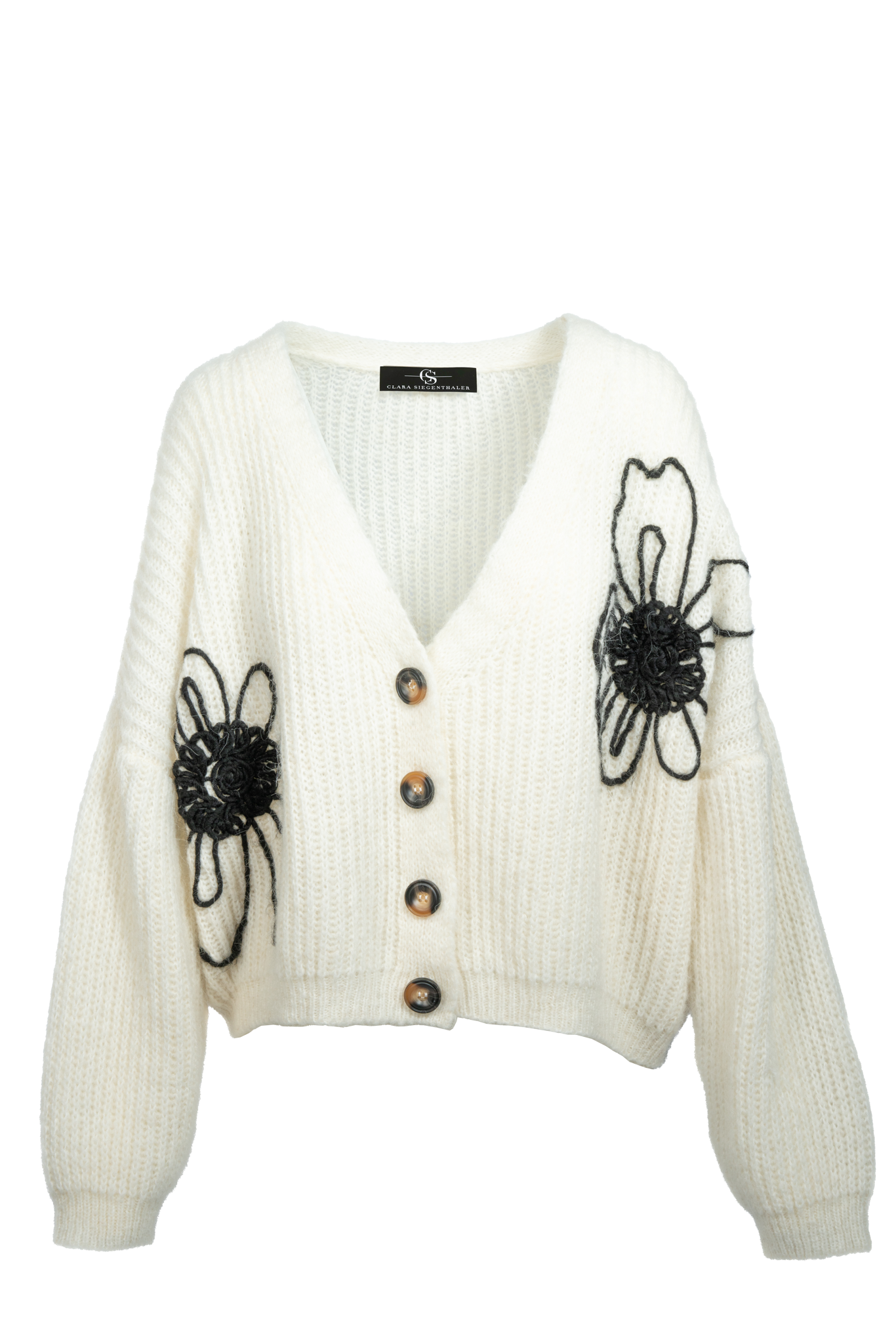 Strick-Cardigan mit Flower Application
