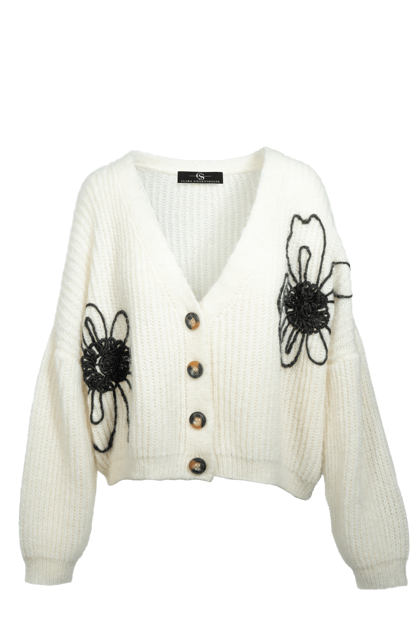 Strick - Cardigan mit Flower Application - Clara Siegenthaler GmbH