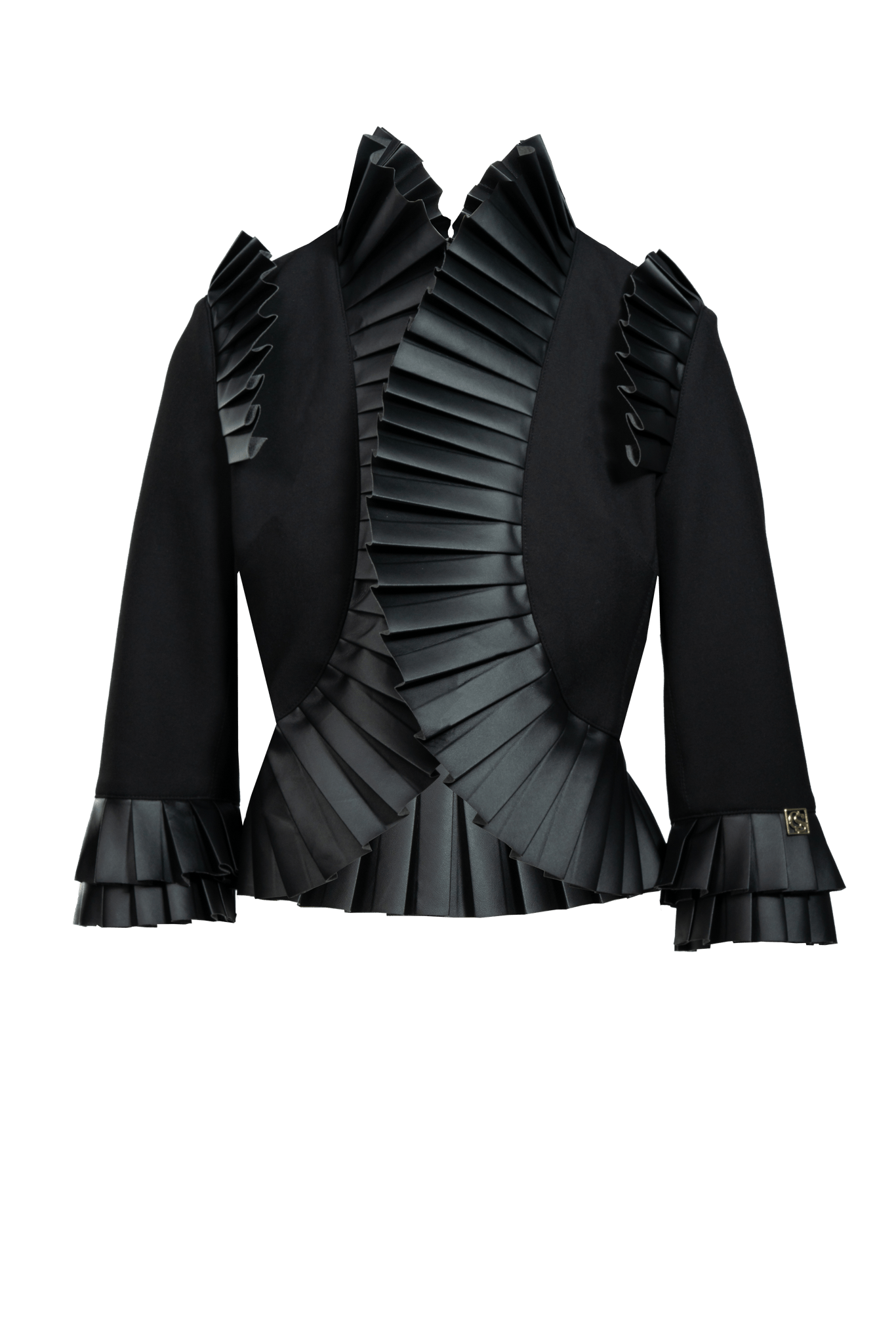 Designer - Anlass - Jacke mit veganen Lederfalten - Clara Siegenthaler GmbH