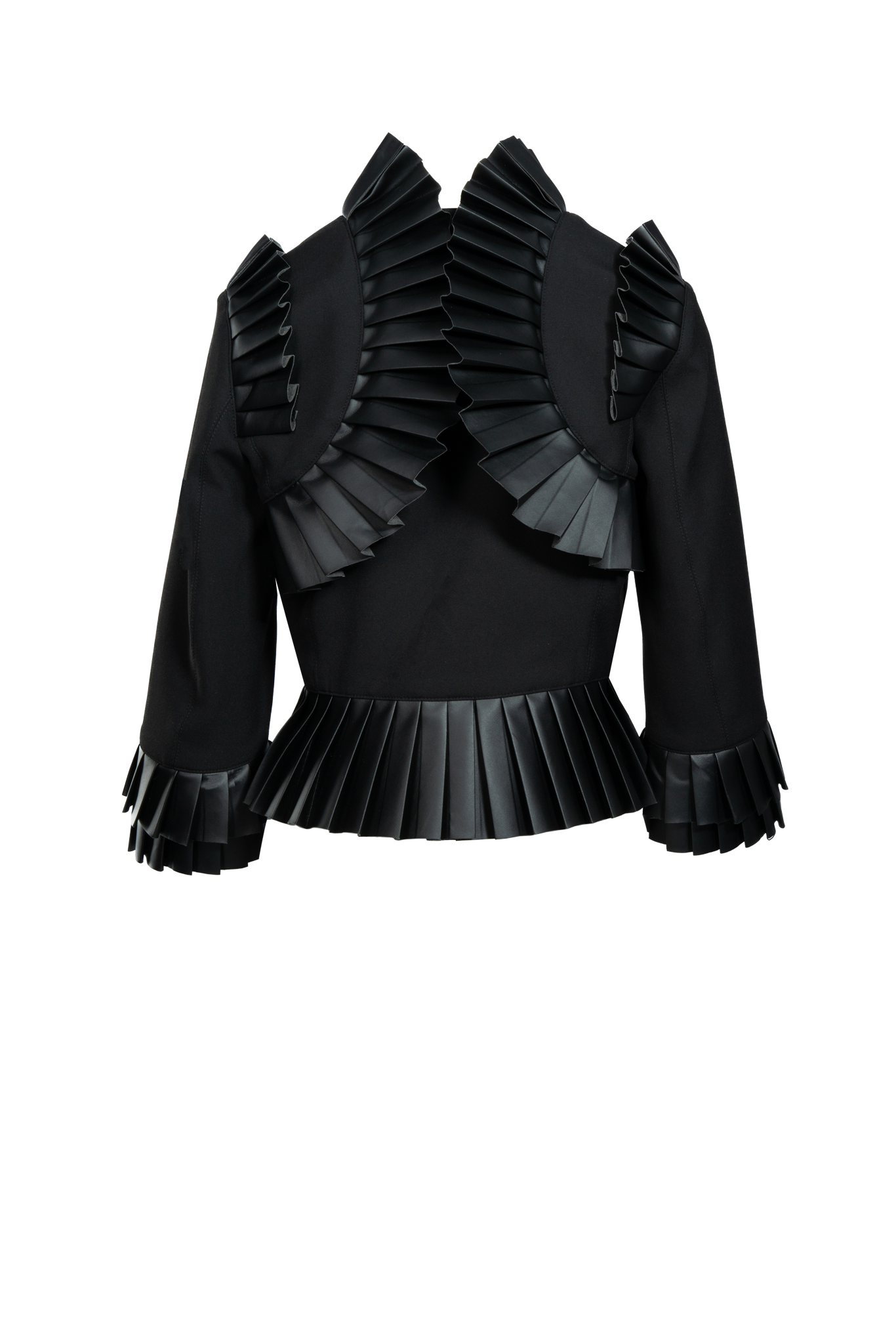 Designer-Anlass-Jacke mit veganen Lederfalten