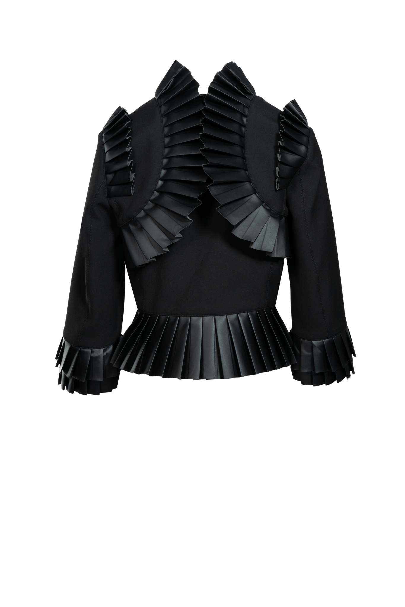 Designer - Anlass - Jacke mit veganen Lederfalten - Clara Siegenthaler GmbH