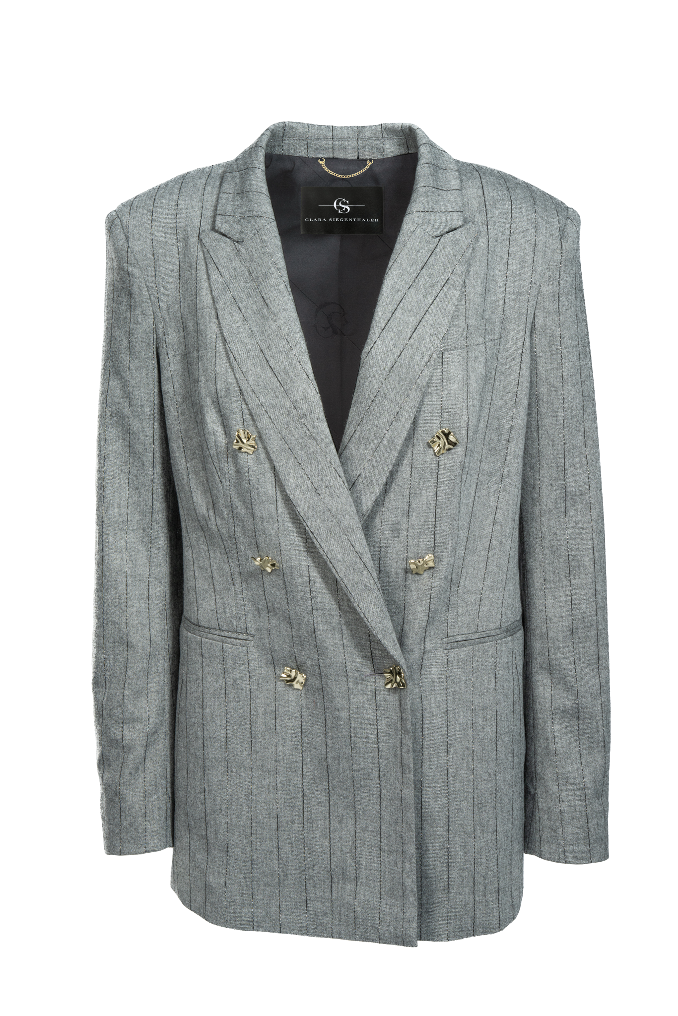 Oversized Blazer im Nadelstreifen Look mit zartem Lurex
