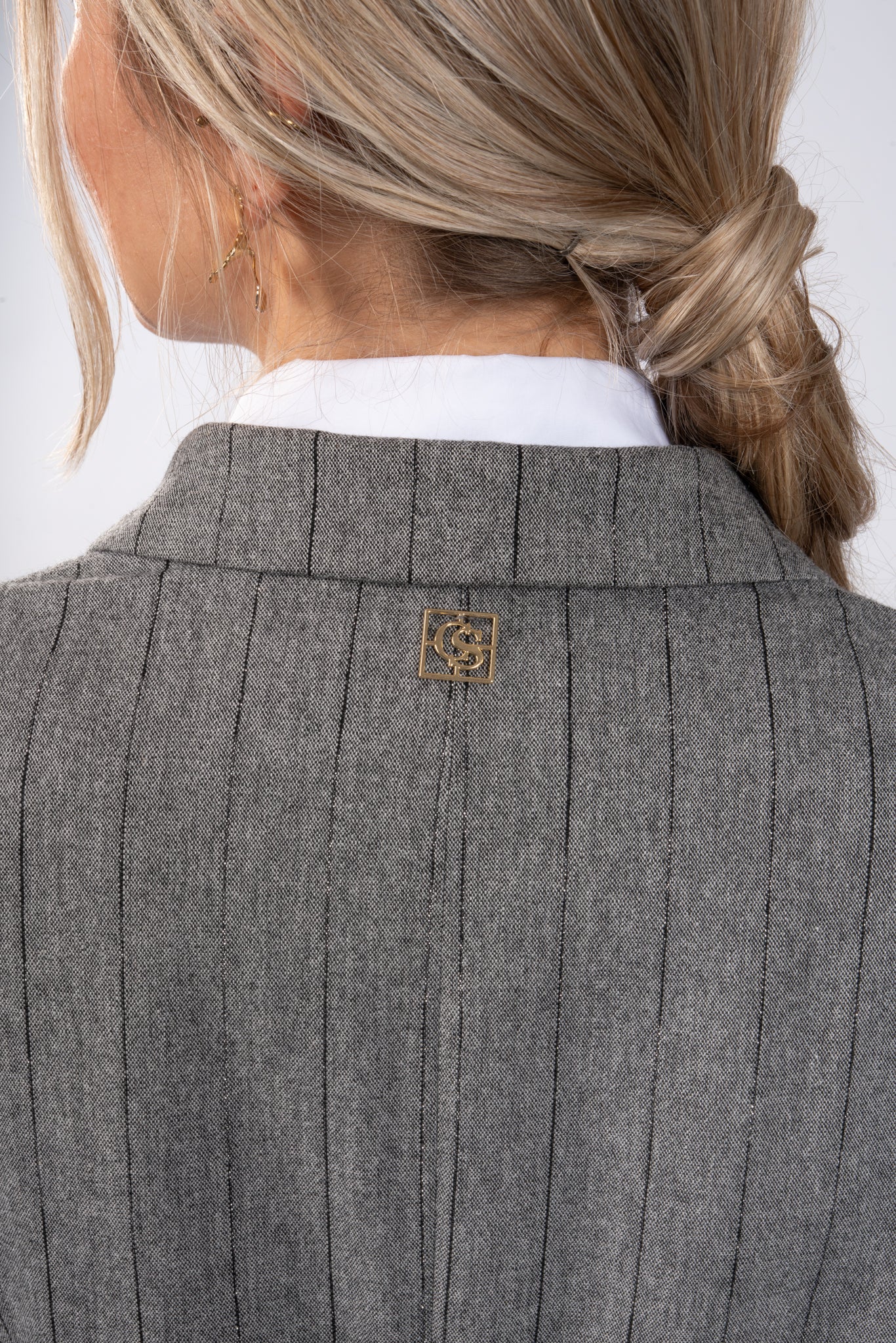 Oversized Blazer im Nadelstreifen Look mit zartem Lurex