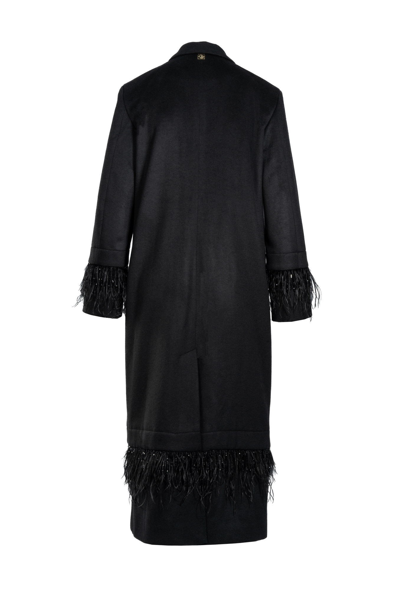 Mantel aus Schurwoll - Kaschmir - Mischung mit Federn und Perlen - Clara Siegenthaler GmbH