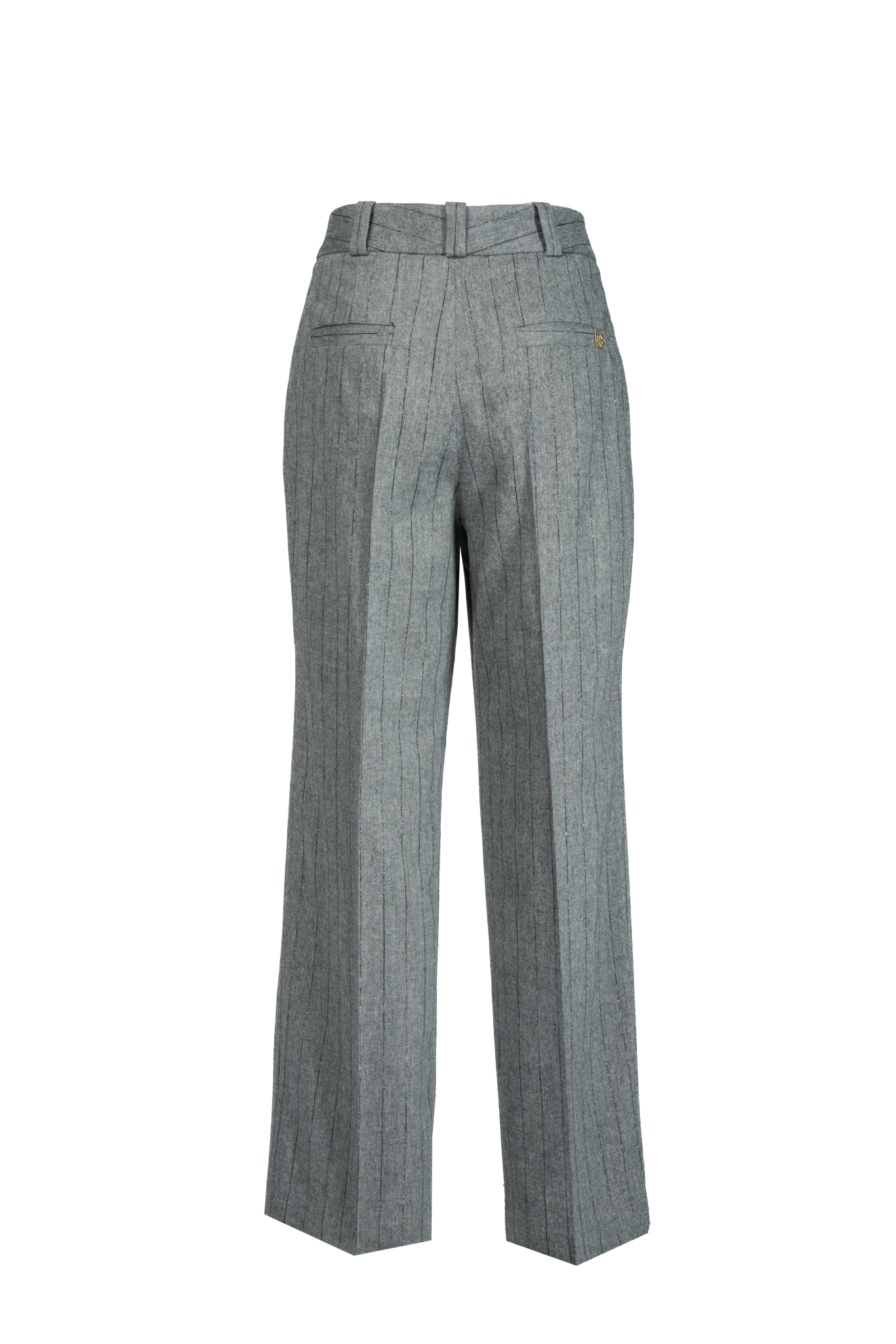 Fließende Marlenehose im Nadelstreifen Look mit zartem Lurex