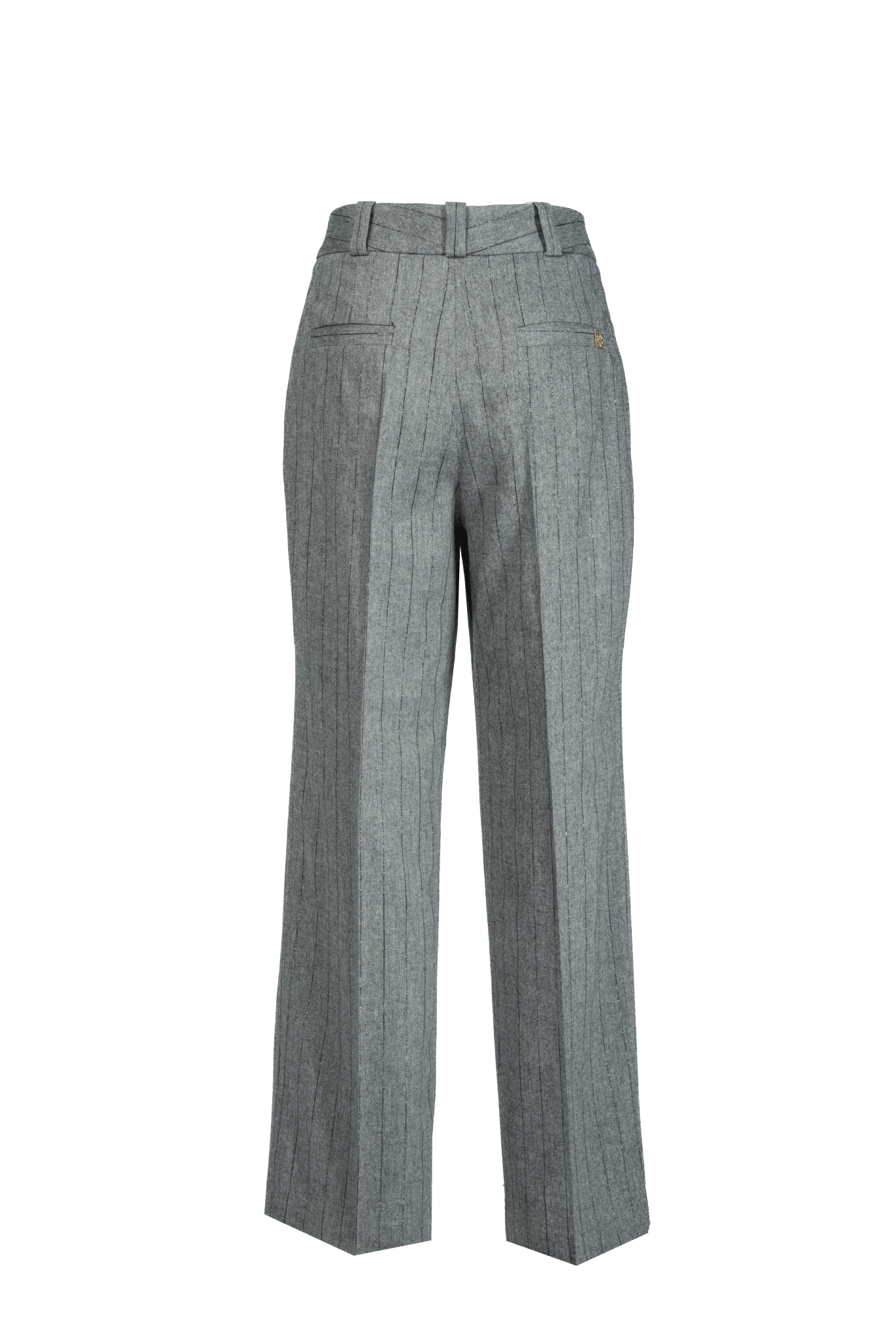 Fließende Marlenehose im Nadelstreifen Look mit zartem Lurex - Clara Siegenthaler GmbH