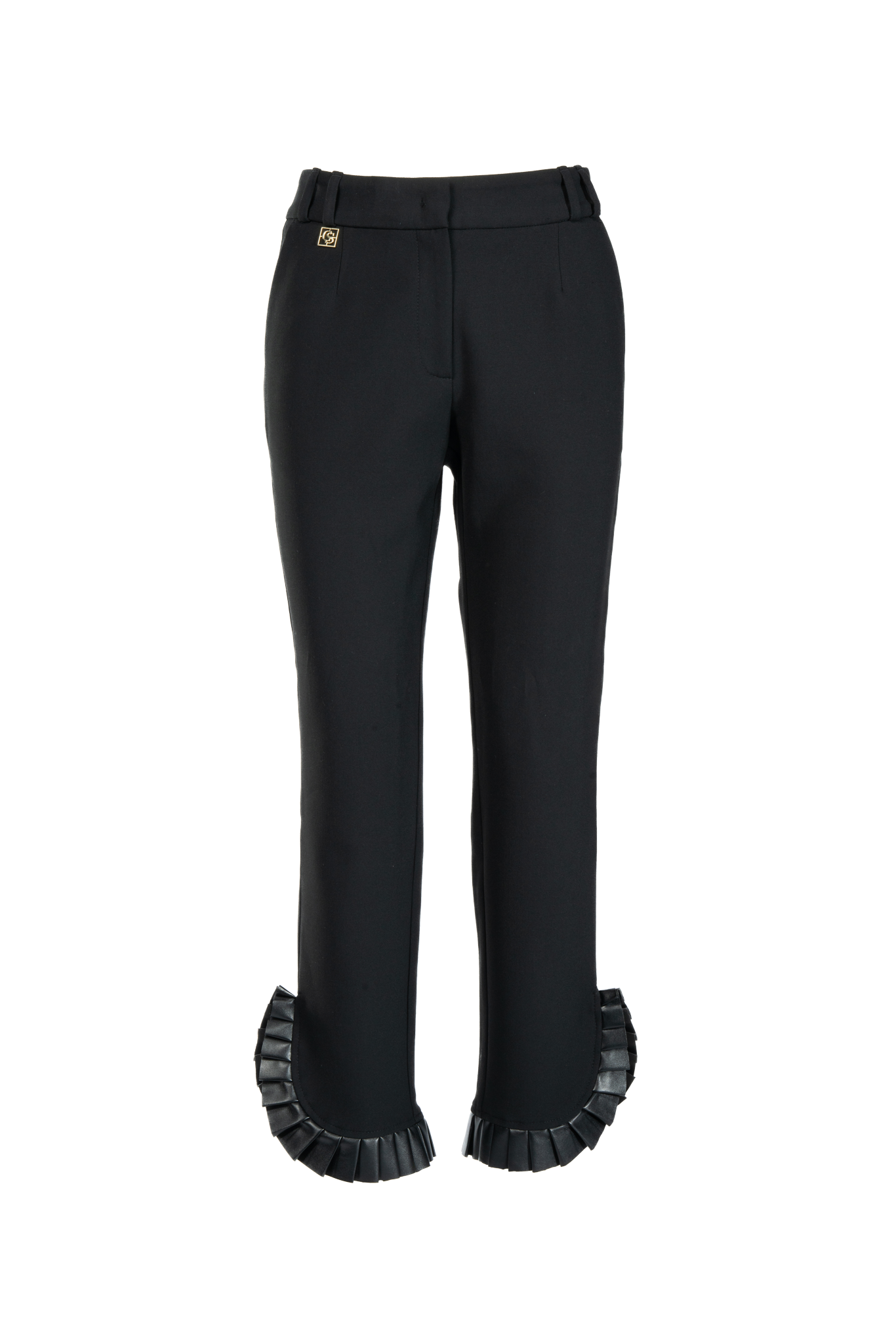 Enge Hose mit Falten aus veganem Leder - knitterfrei