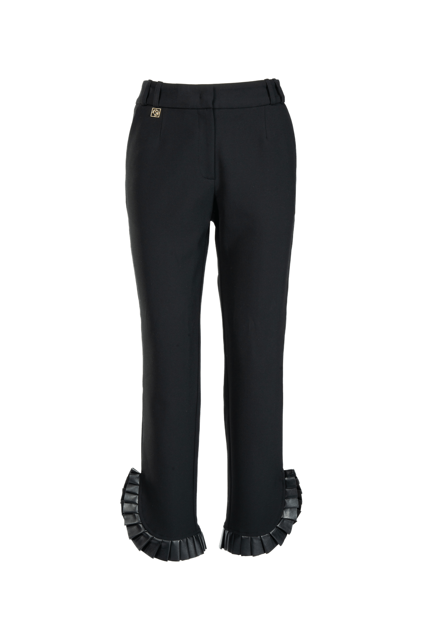 Enge Hose mit Falten aus veganem Leder - knitterfrei - Clara Siegenthaler GmbH