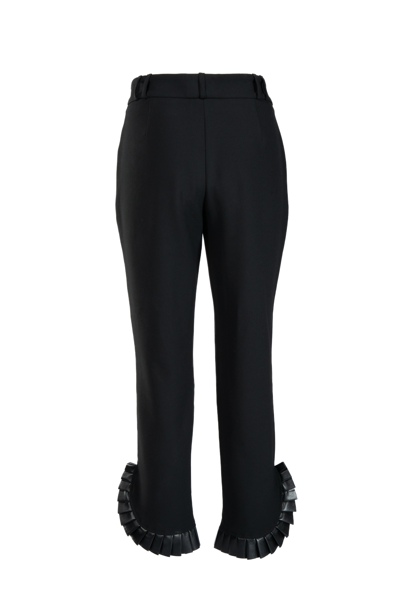 Enge Hose mit Falten aus veganem Leder - knitterfrei