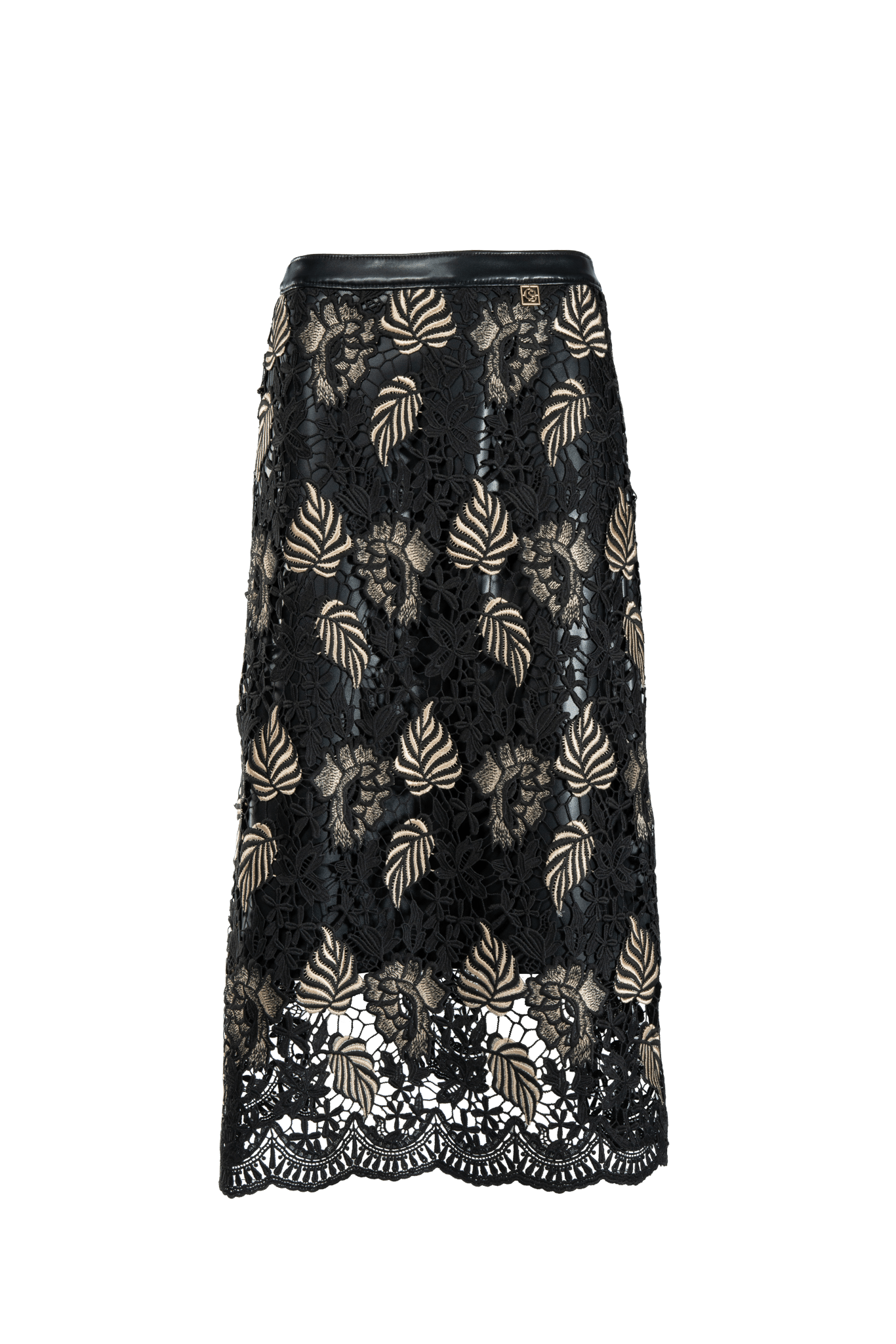 Spitzen Rock gepatcht mit veganem Leder - Clara Siegenthaler GmbH