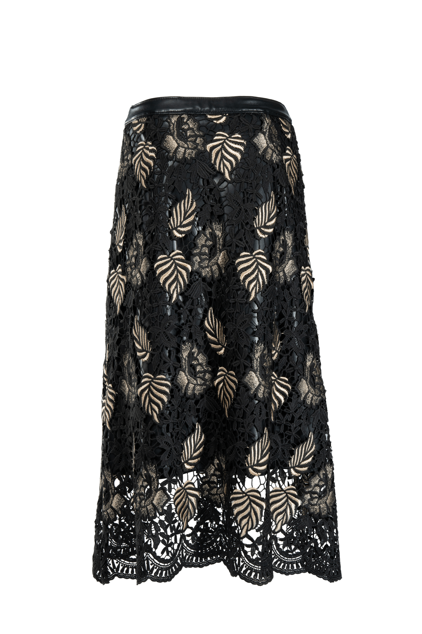 Spitzen Rock gepatcht mit veganem Leder - Clara Siegenthaler GmbH