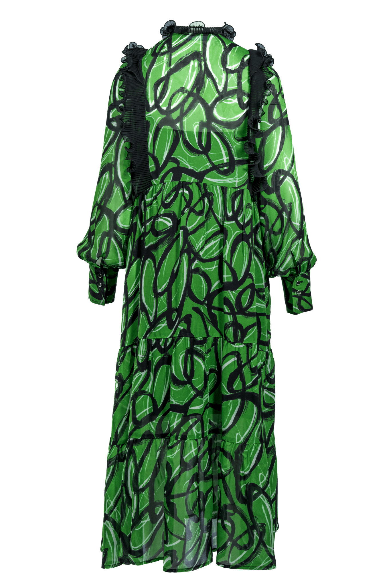 Midikleid aus Chiffon mit Plisseefalten in grafischem Print - Clara Siegenthaler GmbH