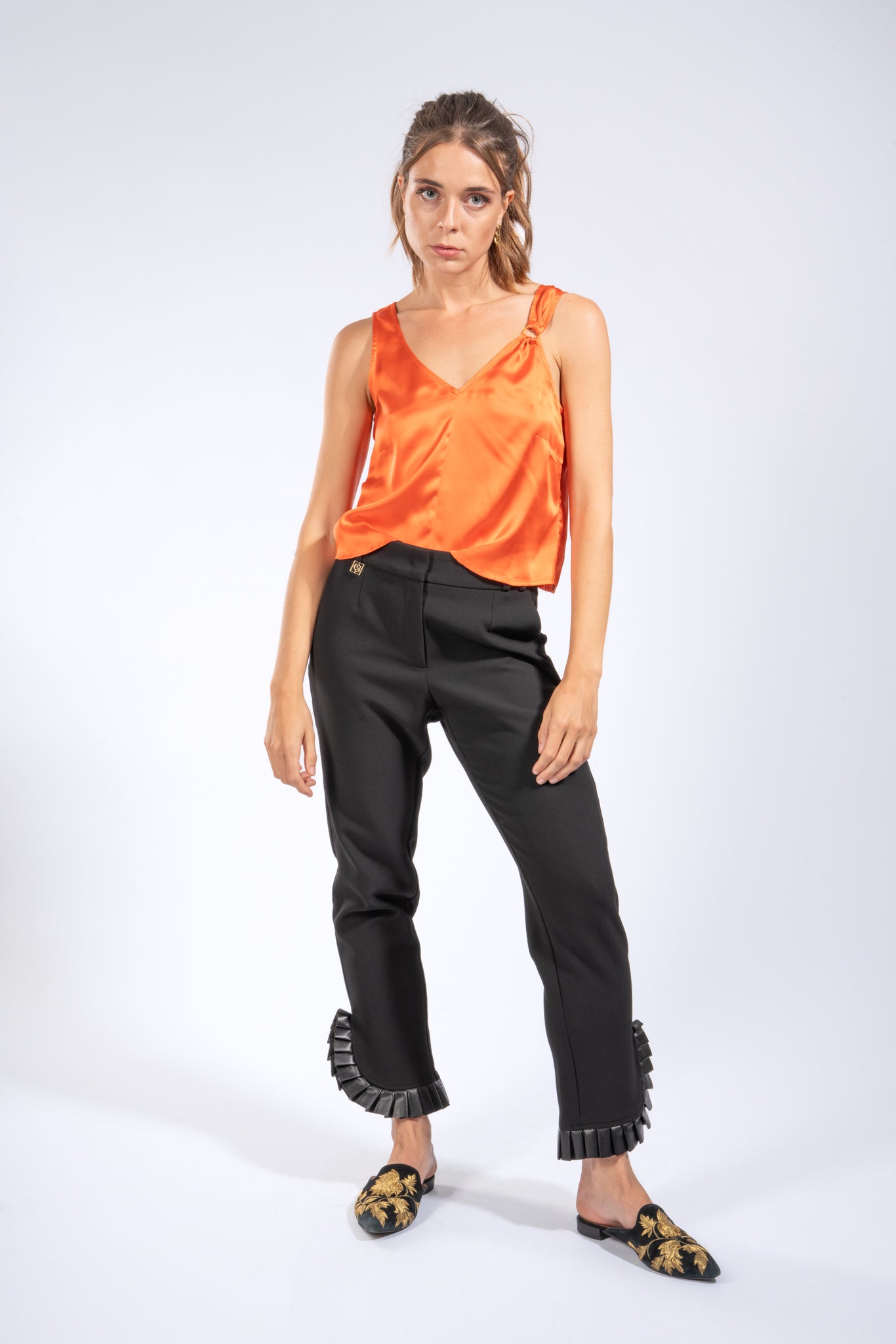 Seiden Top mit Raffung