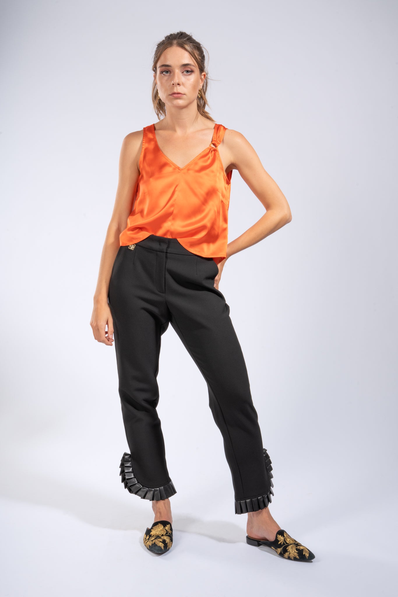 Seiden Top mit Raffung